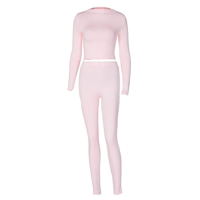 Long sleeve crewneck solid pant set