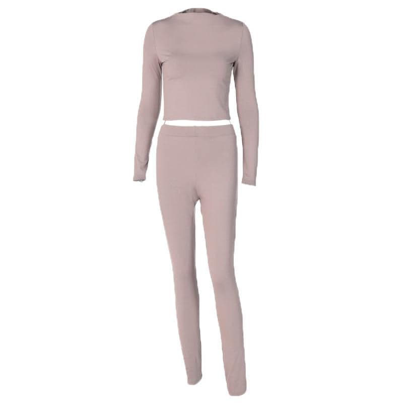 Long sleeve crewneck solid pant set