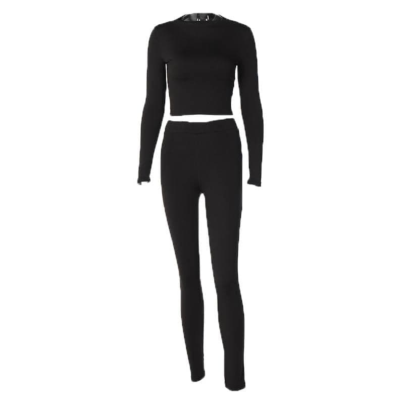 Long sleeve crewneck solid pant set