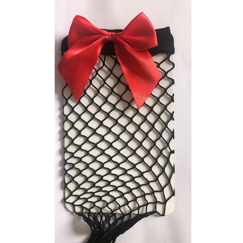 Bowknot fishnet thigh high socks