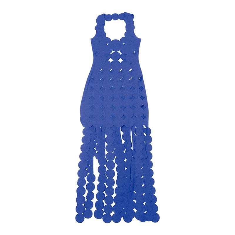 Hollow out backless sleeveless low cut solid cut out maxi dress