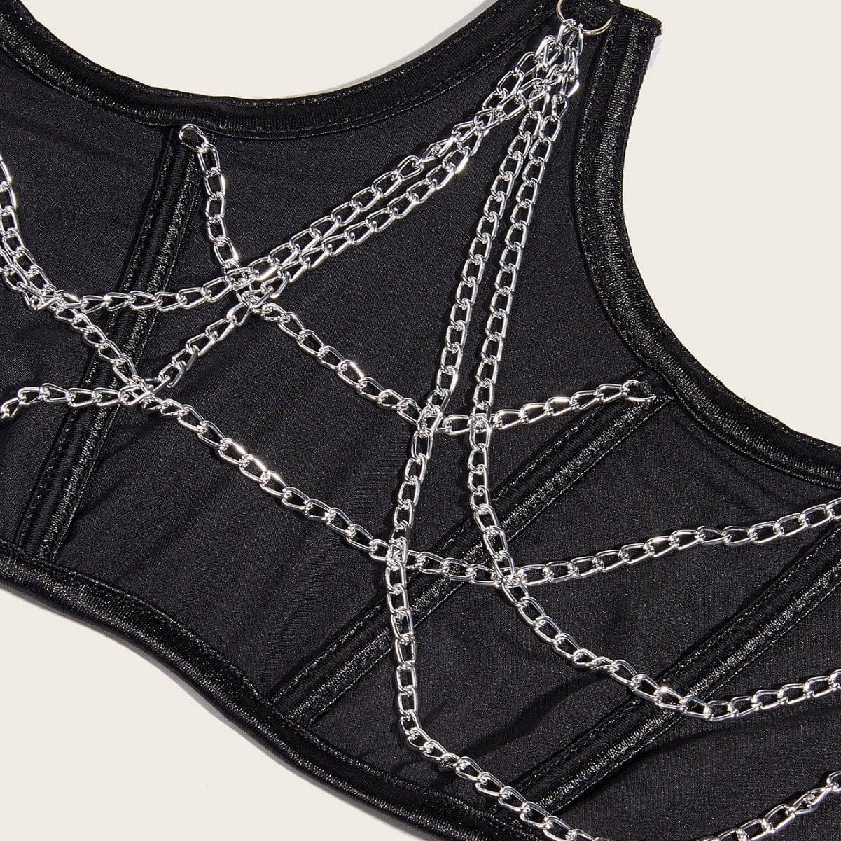 Metal chain lace up adjustable corset
