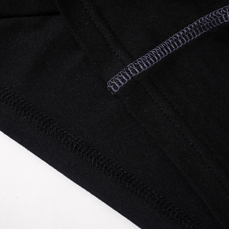 Long sleeve high neck stitch zip-up contrast top