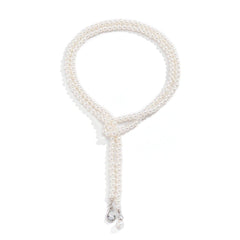 Beaded faux pearl pendant necklace