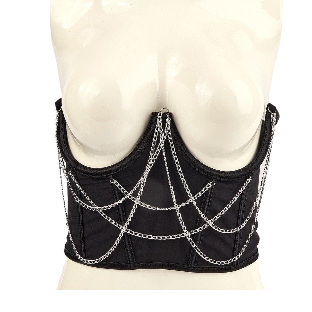 Metal chain lace up adjustable corset