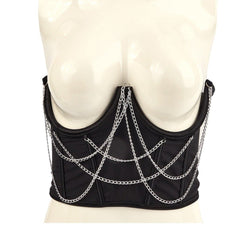 Metal chain lace up adjustable corset