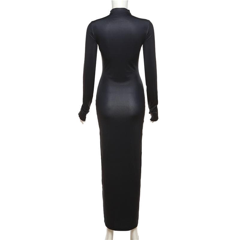 Long sleeve crewneck body print midi dress