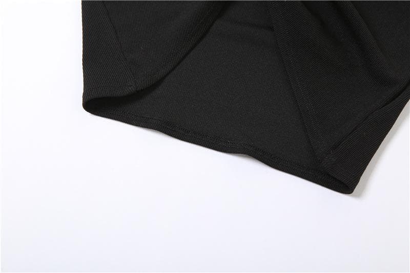 Hollow out sleeveless crewneck ruched solid crop cut out top
