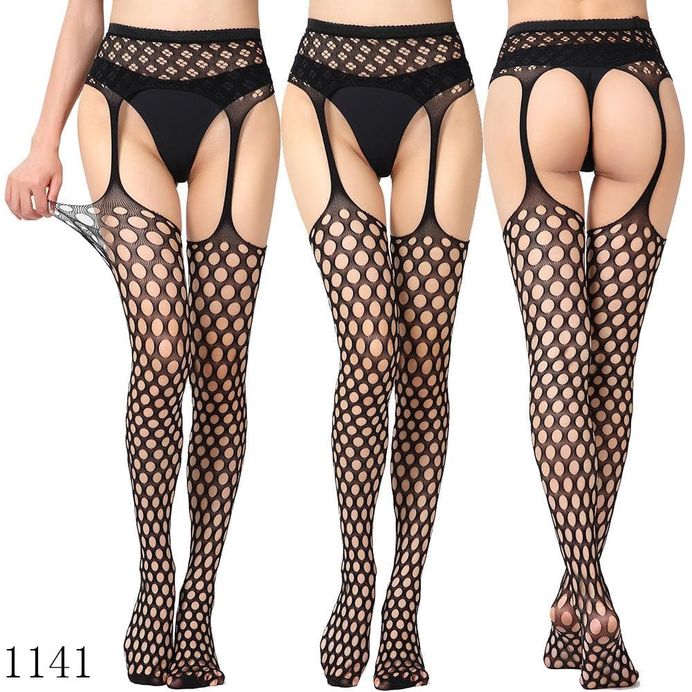 High waist suspender fishnet garter tights pantyhose