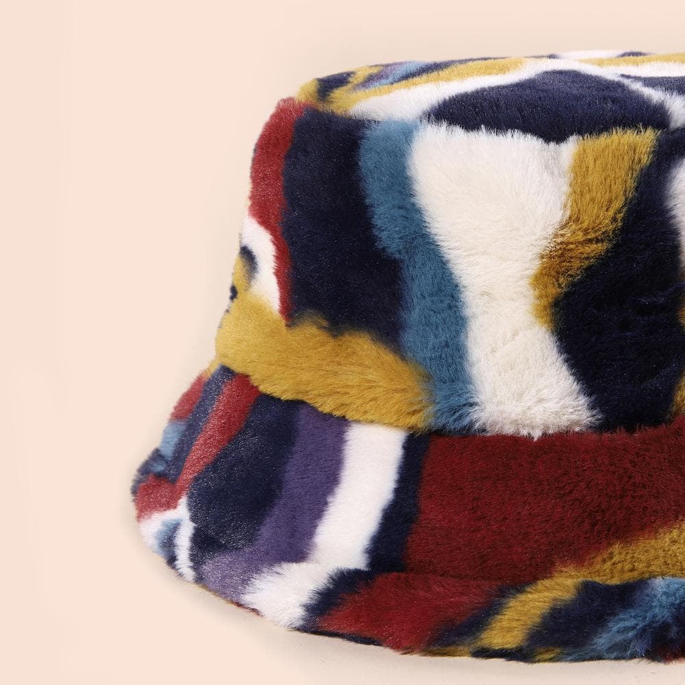 Multicolor fluffy fisherman bucket hat