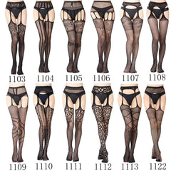 High waist suspender fishnet garter tights pantyhose