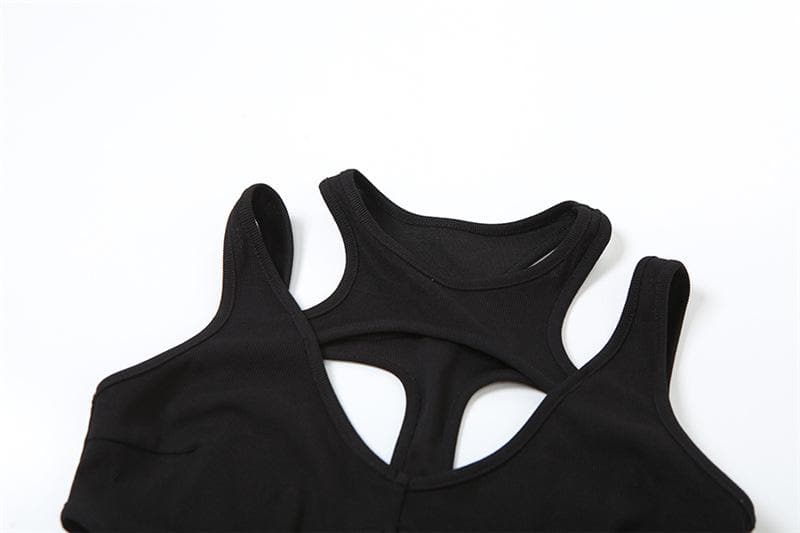 Hollow out sleeveless backless solid bodysuit