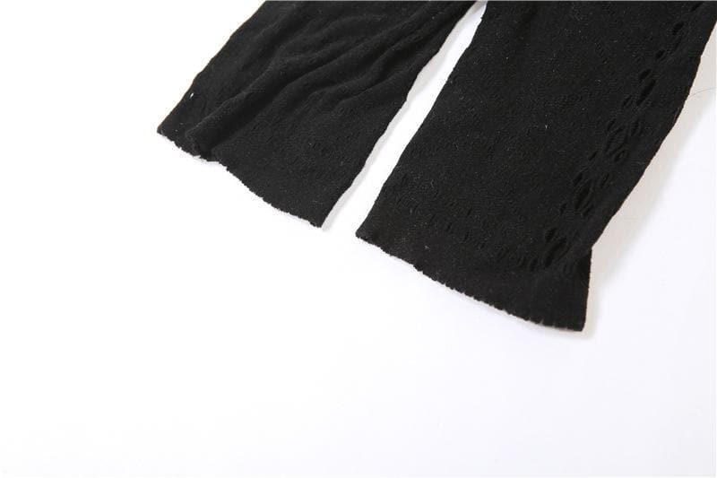 Long sleeve hollow out fishnet solid romper