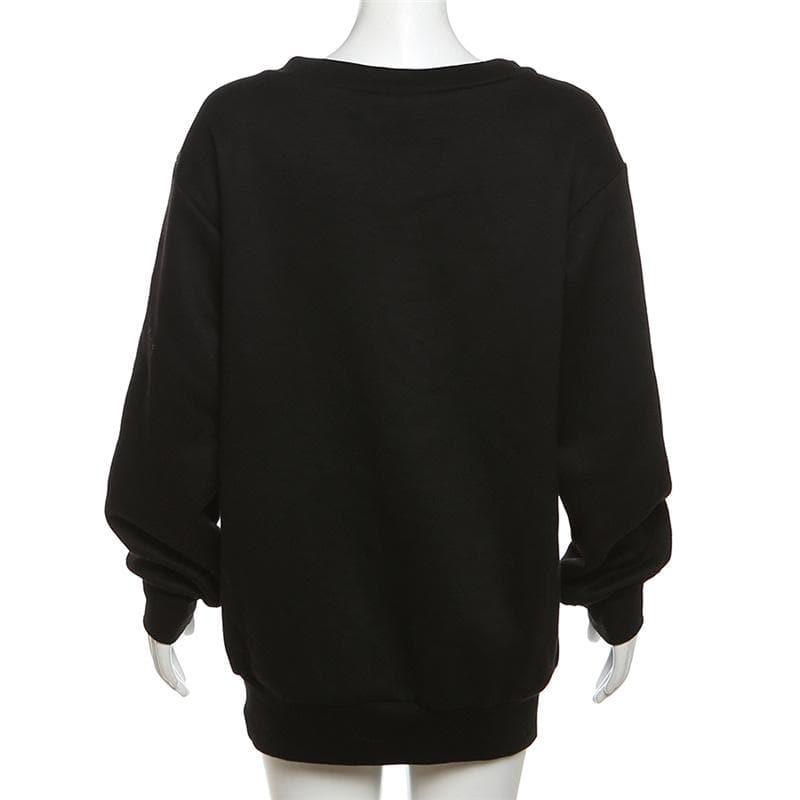 Body print contrast long sleeve v neck top - Final Sale