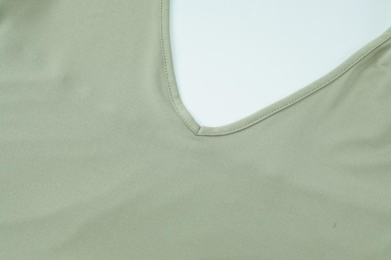 Halter u neck solid backless pant set
