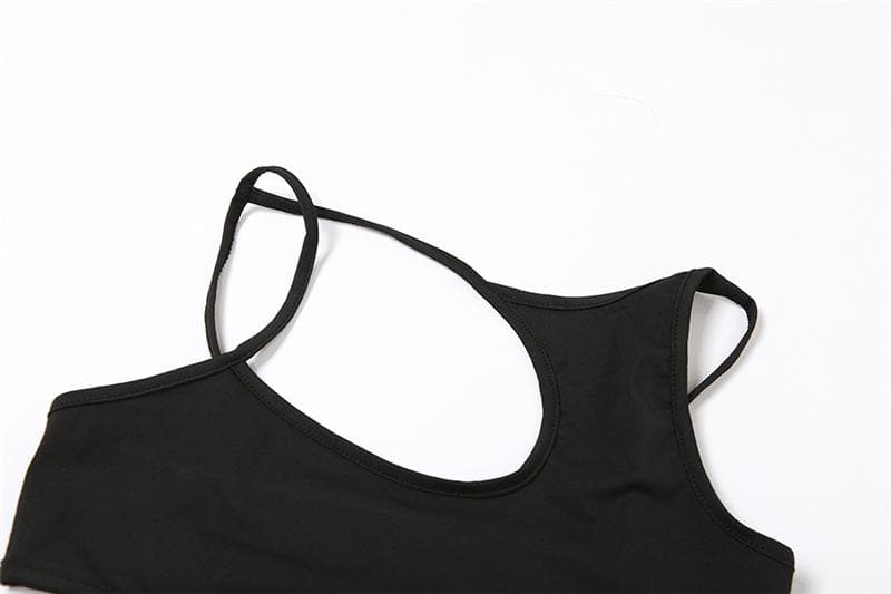 Hollow out irregular solid sleeveless bodysuit