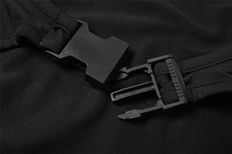 Long sleeve hollow out buckle solid bodysuit