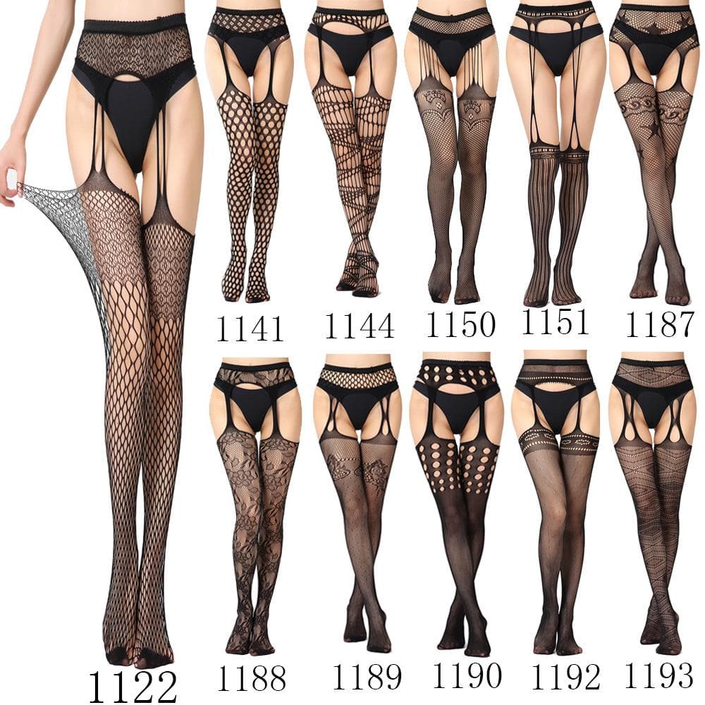 High waist suspender fishnet garter tights pantyhose