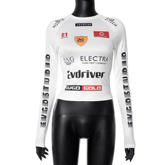 Long sleeve crewneck abstract contrast top