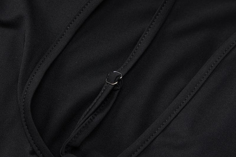 Long sleeve hollow out zip-up irregular solid cut out top