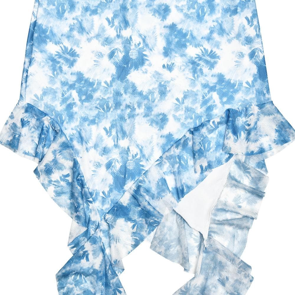Halter ruffle tie dye irregular backless mini dress