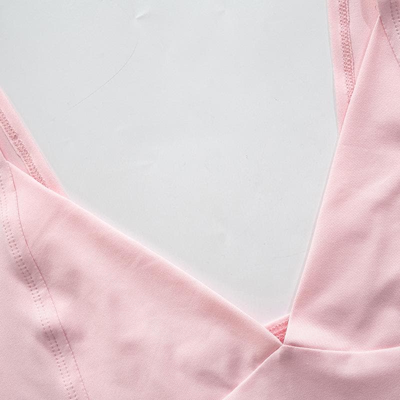 Low cut cap sleeve solid backless v neck top