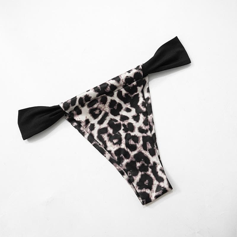 Leopard print patchwork backless crop pant set