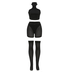 Halter hollow out solid backless pant set
