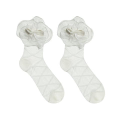 Gauze cross line ruffle long socks