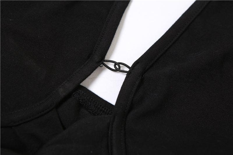 Hollow out halter backless solid cross front crop cut out top