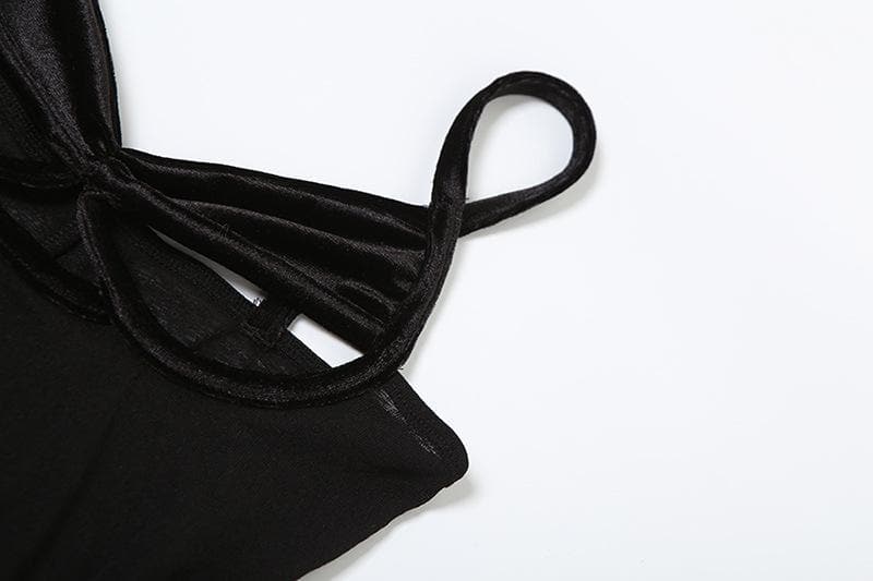 Hollow out v neck backless see through cami jumpsuit