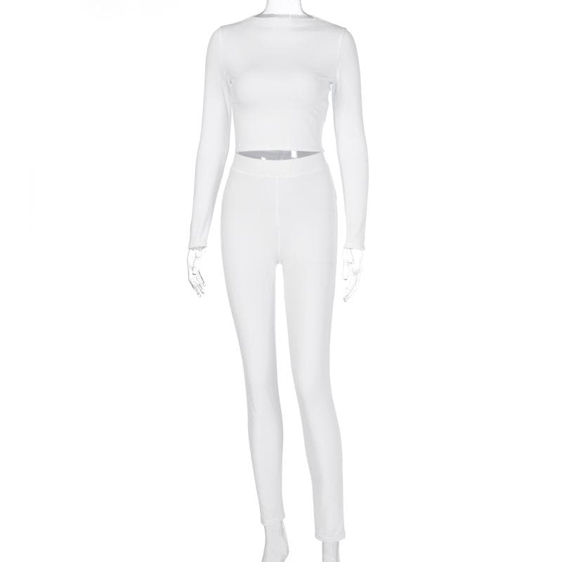 Long sleeve crewneck solid pant set