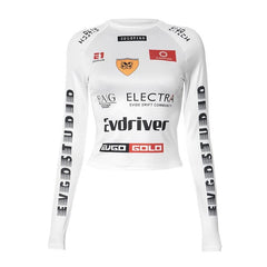 Long sleeve crewneck abstract contrast top