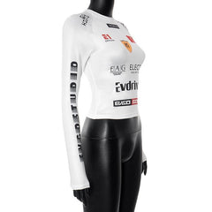 Long sleeve crewneck abstract contrast top