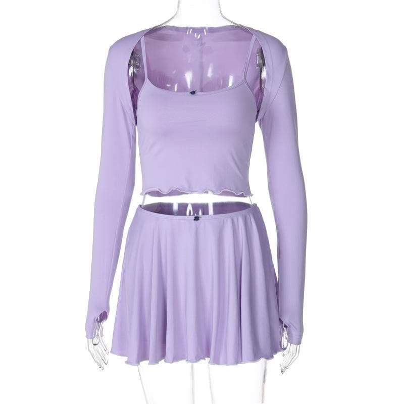 Long sleeve gloves shrug 3 piece cami pant set