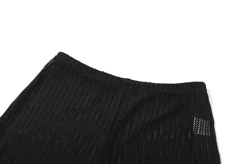 Halter shrug textured see through pant set