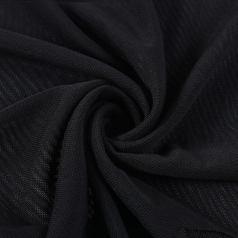 Mesh self tie ruffle flared sleeve solid shrug top