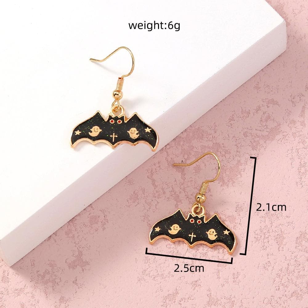 Bat shape pendant drop earrings