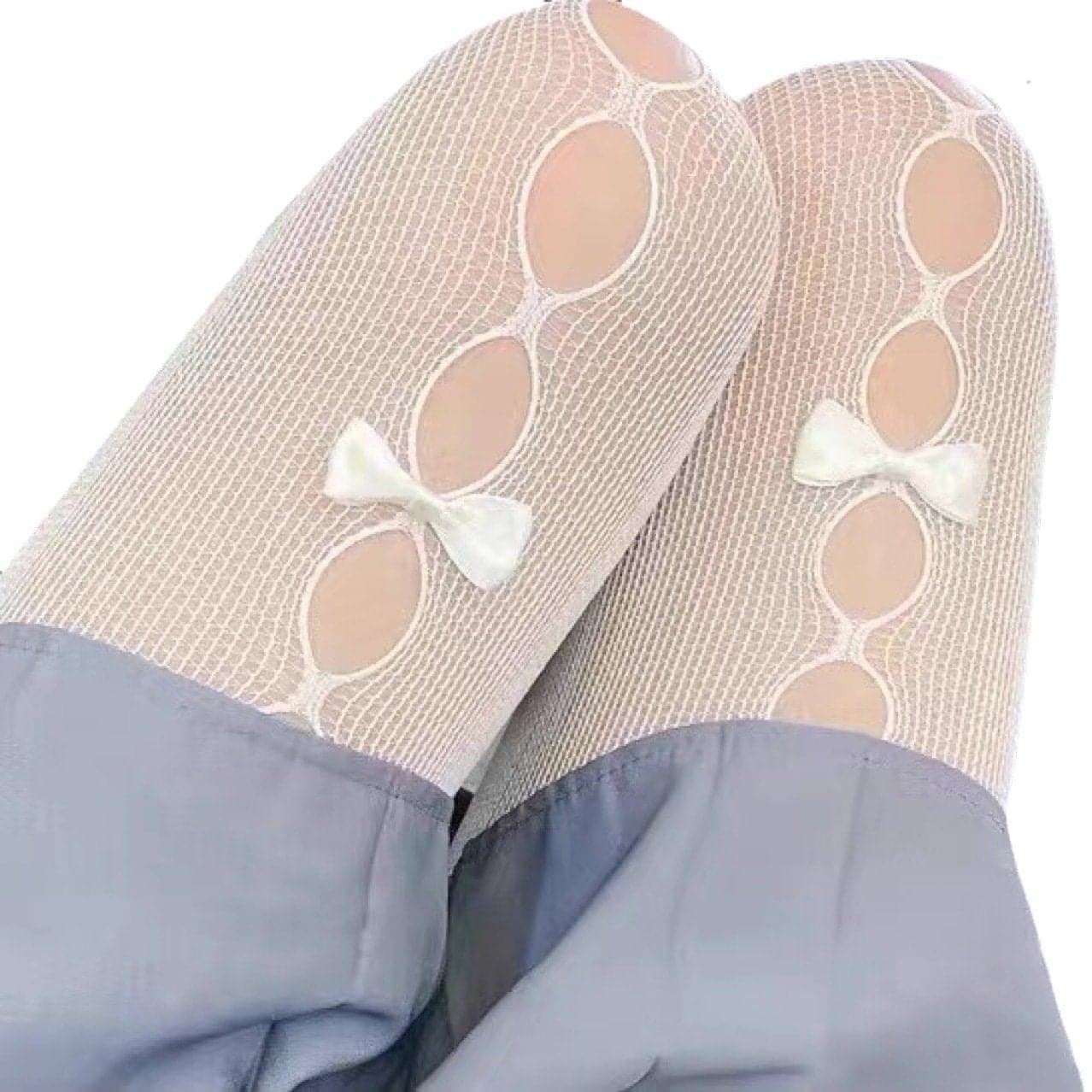 Hollow out bowknot fishnet tights