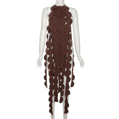 Halter self tie backless irregular hollow out solid cut out top