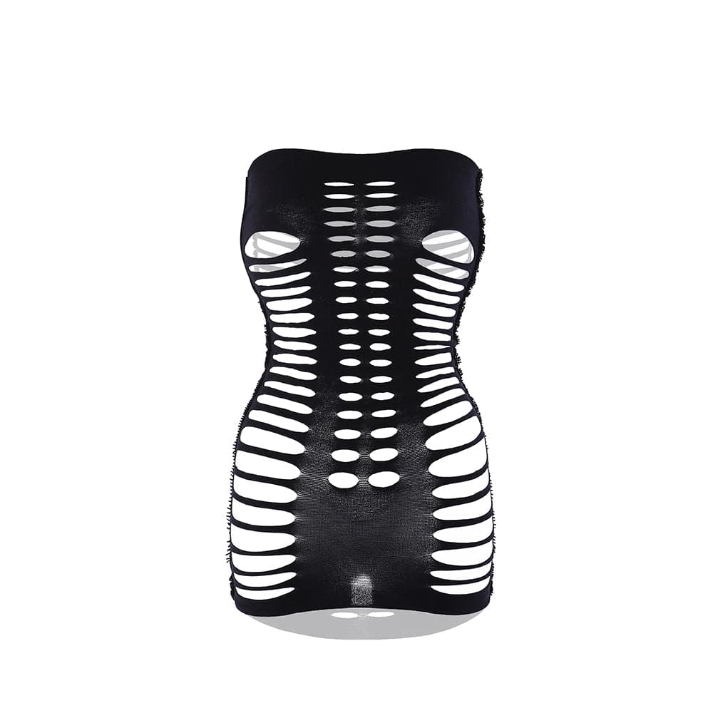 Hollow out backless solid tube cut out mini dress